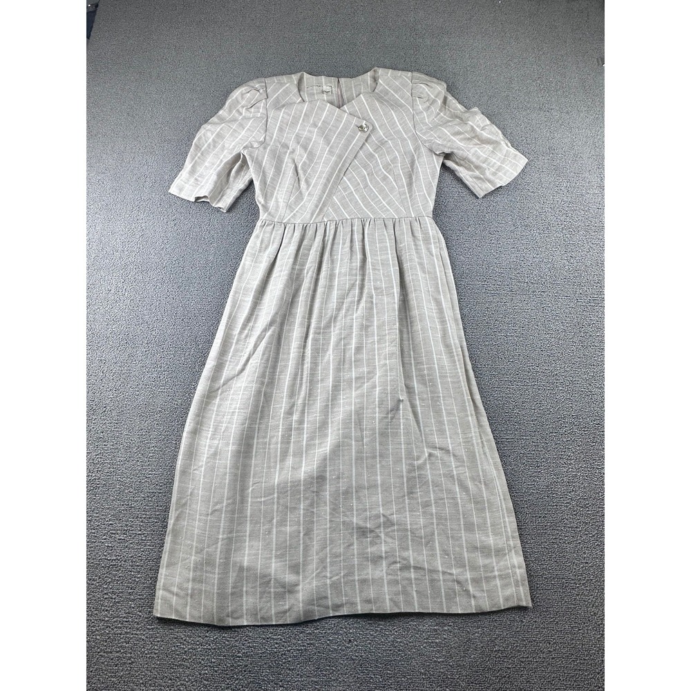 Unbranded Midi Dress Women S Tan Puff Sleeve & Flare Crossover Neck Boho Prairie
